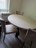 Ronde eettafel met stoelen, Huis en Inrichting, Tafels | Eettafels, Ophalen, Rond, Zo goed als nieuw, 100 tot 150 cm