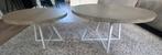 Twee salontafels met eikenblad (vergrijsd)., Huis en Inrichting, Tafels | Salontafels, Ophalen, Gebruikt, 50 tot 100 cm, Rond