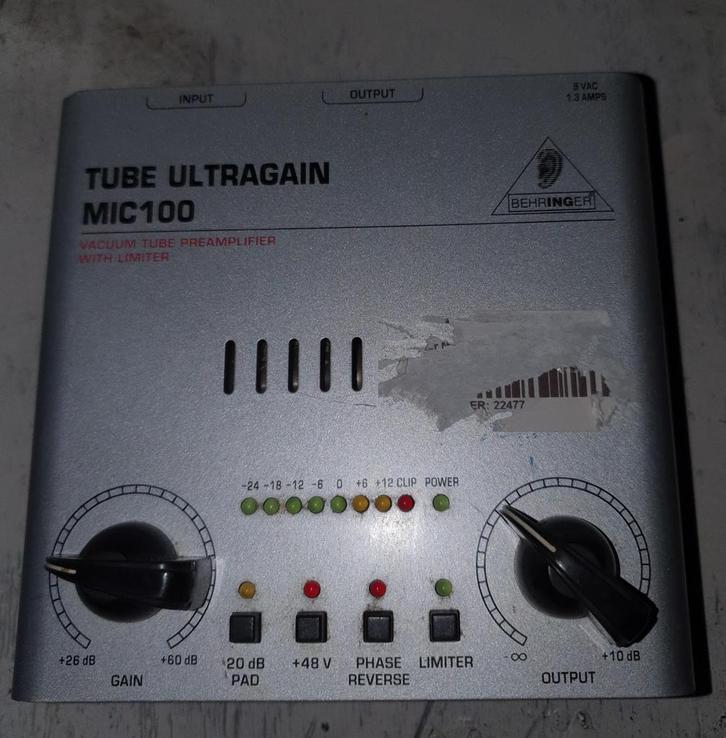 Behringer Tube Ultragain MIC100 Preamplifier, Muziek en Instrumenten, Versterkers | Keyboard, Monitor en PA, Gebruikt, Overige typen