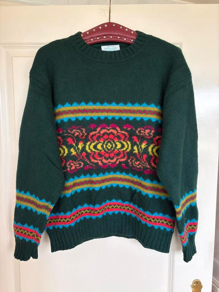 United Colors of Benetton • Vintage shetland wollen trui, Kleding | Dames, Truien en Vesten, Zo goed als nieuw, Maat 38/40 (M)