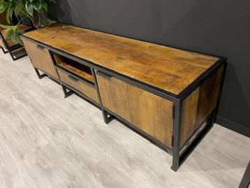 tv-meubel massief mango/metaal 180 cm breed laagste prijs  beschikbaar voor biedingen