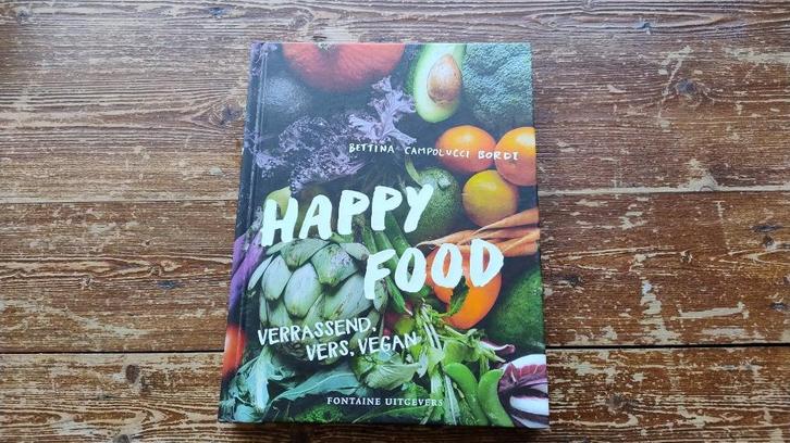 Happy Food - Vegan Kookboek (zo goed als nieuw), Boeken, Kookboeken, Zo goed als nieuw, Hoofdgerechten, Overige typen, Gezond koken