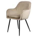 Eetkamerstoel - Beige - Velvet 6 stuks €99,95 p/st, Ophalen of Verzenden, Nieuw, Overige kleuren