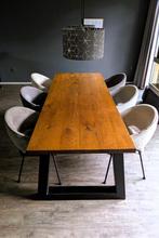 Eettafel massief eikenhouten eettafel eikenhout handgemaakt, Ophalen, Gebruikt, Industrieel tijdloos, 200 cm of meer