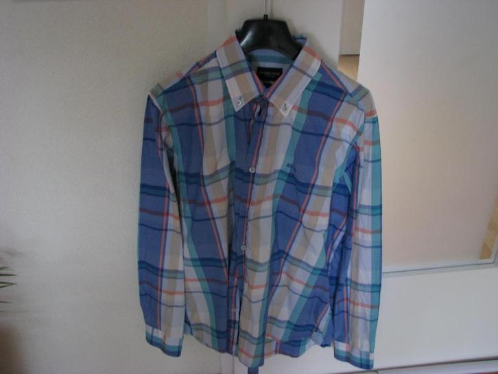 t.k. herenoverhemd MG Gregor maat 40, katoen, Kleding | Heren, Overhemden, Zo goed als nieuw, Halswijdte 39/40 (M), Blauw, Ophalen of Verzenden