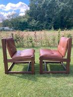 Brutalist vintage leren fauteuil (2x), Antiek en Kunst, Antiek | Meubels | Stoelen en Banken, Ophalen