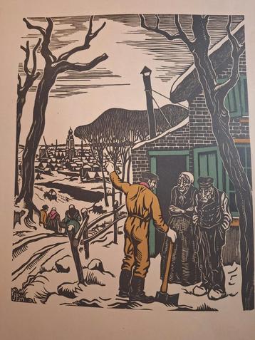 Houtsnede Winterlandschap beschikbaar voor biedingen