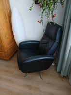 Zwarte lederen relaxfauteuil hjort knudsen, Huis en Inrichting, Fauteuils, Ophalen, Gebruikt, Minder dan 75 cm, 75 tot 100 cm
