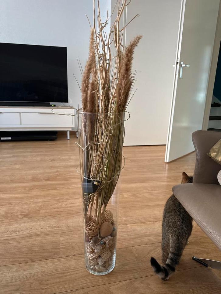 Vaas met droogbloemen en verlichting, Antiek en Kunst, Antiek | Woonaccessoires, Ophalen