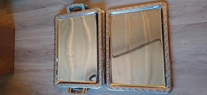 Zilverkleurige Dienbladen/Serveerbladen - Set van 7, Huis en Inrichting, Woonaccessoires | Dienbladen, Gebruikt, Metaal, Rechthoekig