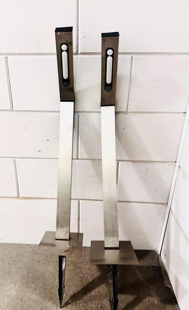 Twee lampen op zonne-energie, Tuin en Terras, Buitenverlichting, Gebruikt, Overige typen, Rvs, Minder dan 50 watt, Zonne-energie