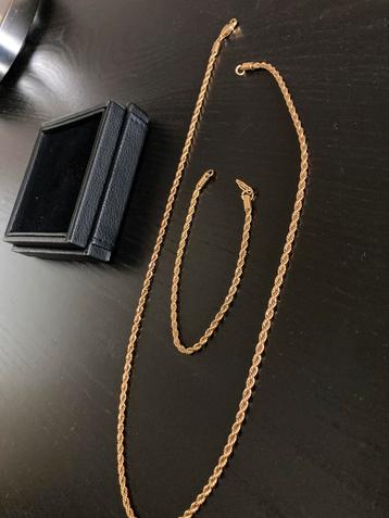 Gold plated Rope ketting + armband 3.5 mm heren beschikbaar voor biedingen