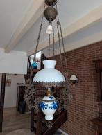 Antieke Belgische Olie hanglamp / Delfts blauw, Antiek en Kunst, Antiek | Lampen, Ophalen
