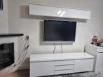 Besta IKEA TV meubel hoogglans wit met bovenkast, Kunststof, Gebruikt, 150 tot 200 cm, Ophalen of Verzenden