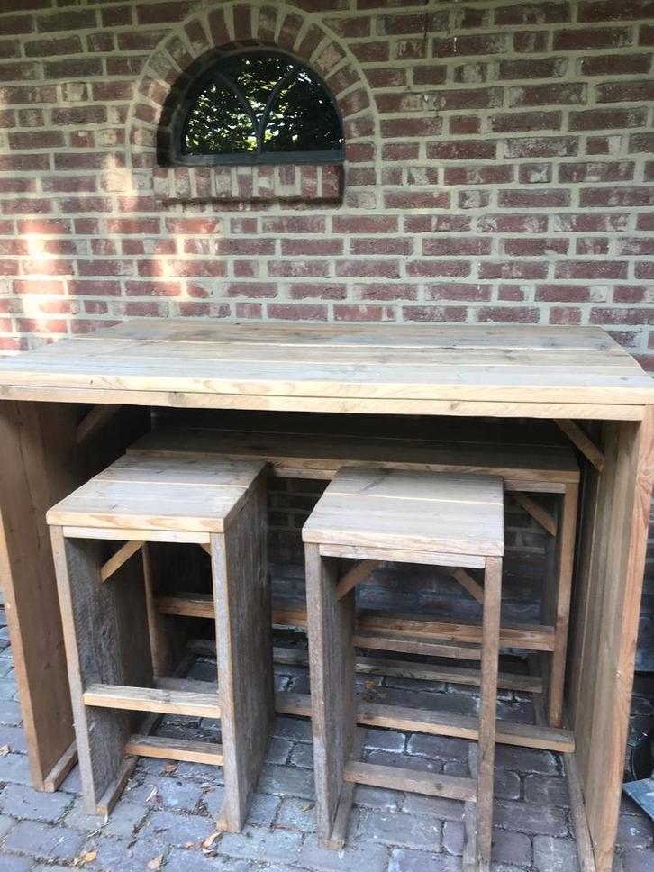 Bartafel (140 x 80 x 100 cm) + kast + tafel, Huis en Inrichting, Tafels | Statafels, Zo goed als nieuw, Ophalen