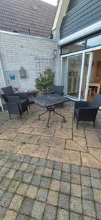 kunstof stoelen, ijzeren tafel, Tuin en Terras, Tuinsets en Loungesets, Ophalen, Gebruikt, Overige materialen