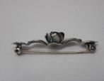 Zilveren vintage Teka broche met roos met blaadjes nr.738, 4 tot 7 cm, Verzenden, Zo goed als nieuw, Zilver