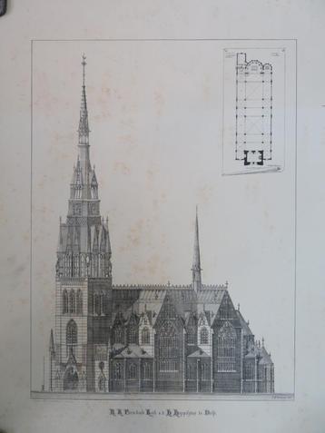 Litho van de Hippolytuskerk, Delft (ca. 1885, arch. Cuypers) beschikbaar voor biedingen