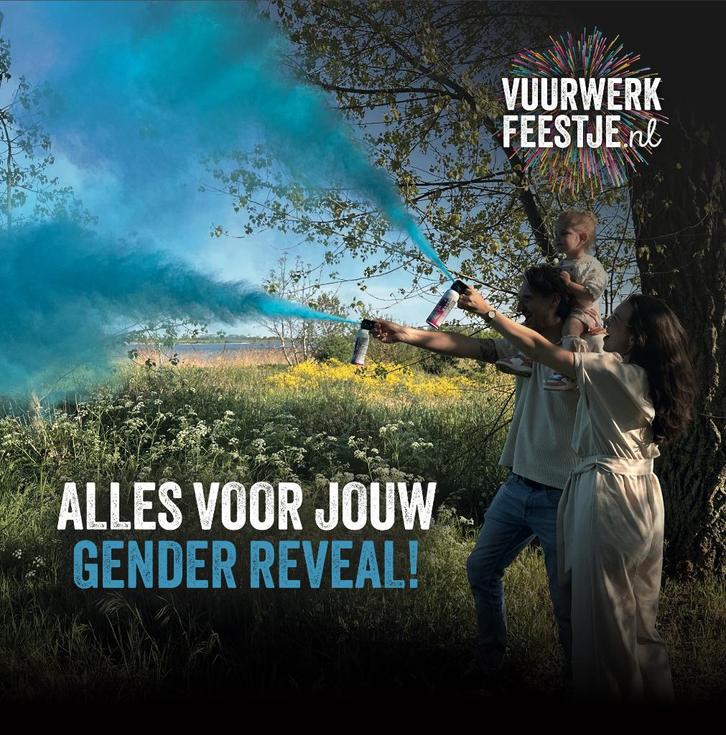 Gender reveal vuurwerk | Rook | Confetti | Fakkels, Hobby en Vrije tijd, Feestartikelen, Nieuw, Feestartikel, Geboorte of Huwelijk
