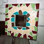 Spiegeltje met mozaiek in verschillende kleurtjes, Ophalen, Minder dan 50 cm, Gebruikt, Vierkant