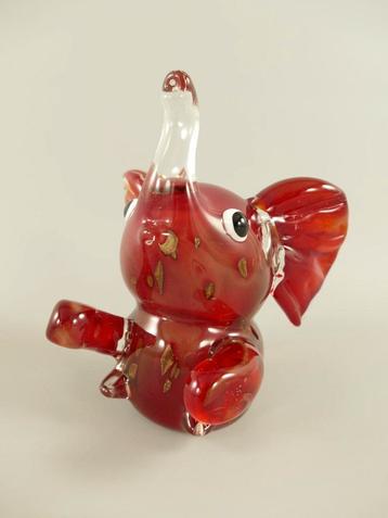 Glazen Olifant Murano Stijl - Rood, H17cm beschikbaar voor biedingen