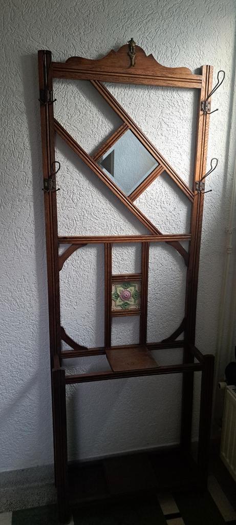 Vintage Houten Kapstok met Spiegel, Huis en Inrichting, Woonaccessoires | Kapstokken, Ophalen