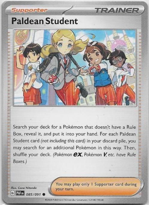 Paldean Fates,  Paldean Student [uncommon] 85/91, Hobby en Vrije tijd, Verzamelkaartspellen | Pokémon, Nieuw, Losse kaart, Verzenden