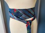Handmade 100% origineel blauw rood knoopriem stropdas, Verzenden, Tailleriem, Zo goed als nieuw, Rood