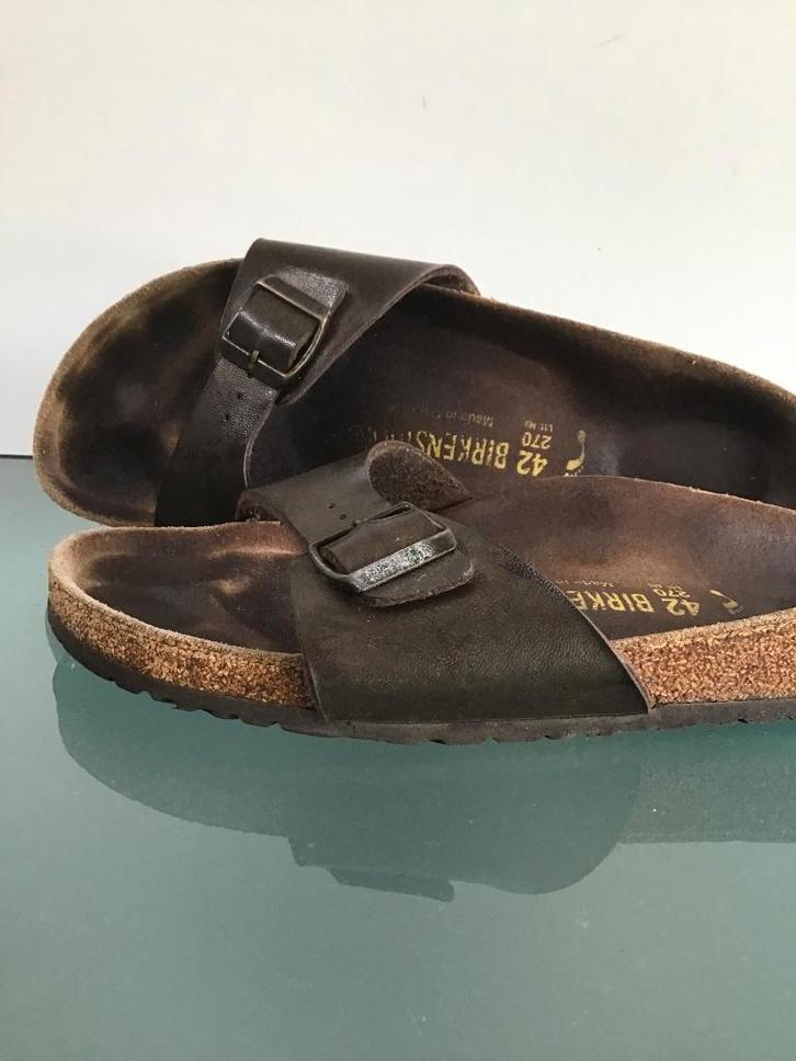 Birkenstock Madrid 42 bruine slippers | Gratis verzenden, Kleding | Dames, Schoenen, Zo goed als nieuw, Slippers, Bruin, Verzenden