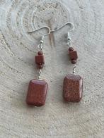 Uitverkoop! Oorbellen met goudzand edeletenen, verzilverd., Overige materialen, Verzenden, Nieuw, X