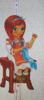 Borduurpatroon  Meisje borduurt  nr 9652, Verzenden, Nieuw, Handborduren, Patroon
