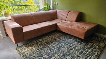 Hoekbank - stof cognac bruin beschikbaar voor biedingen
