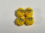 Partij Lego 4x nieuwe geel hoofd vrouwelijk met bril en lach, Nieuw, Ophalen of Verzenden, Lego, Losse stenen
