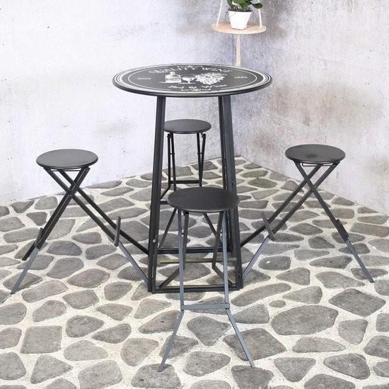 SenS-Line - Columbus Foldable 4-persons Barset - Zwart, Huis en Inrichting, Tafels | Statafels, Nieuw, Ophalen of Verzenden