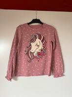 Roze longsleeve met bloem opdruk unicorn, maat 140 van C&A, Gebruikt, C&A, Meisje, Ophalen of Verzenden