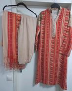 Prachtige Indiase Kameez Shalwar Pak - Rood/Oranje/Beige, Maat 38/40 (M), Overige typen, Ophalen of Verzenden, Zo goed als nieuw