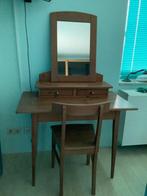 Toilettafel met spiegel en stoel, Huis en Inrichting, Tafels | Kaptafels, 50 tot 100 cm, Minder dan 100 cm, Gebruikt, Ge-olied grenen.