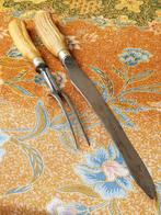 Origineel antiek vleesmes en vork uit Engeland uit 1900., Ophalen of Verzenden