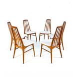 6x vintage Niels Koefoed model ‘Eva’ ‘60, Huis en Inrichting, Stoelen, Vintage retro buisframe design rotan papercord, Hout, Verzenden