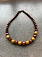 Vintage bakelieten ketting amber-donker (43 cm), Ophalen, Zo goed als nieuw, Bruin, Overige materialen