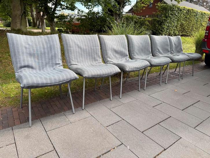 Ligne Roset Eetkamerstoelen - Set van 6, Huis en Inrichting, Stoelen, Gebruikt, Vijf, Zes of meer stoelen, Metaal, Stof, Grijs