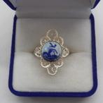 Zilveren vintage ring delfts blauwe steen maat 18.25 nr.763, 18 tot 19, Verzenden, Zo goed als nieuw, Dame