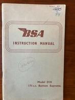 BSA Bantam Supreme 175 cc  Model D10 instruction manual, Ophalen of Verzenden, Overige merken