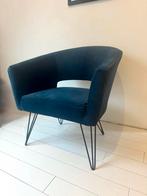 2 Donkerblauwe Fluwelen Kuipstoeltjes, Huis en Inrichting, Stoelen, Ophalen, Twee, Blauw, Zo goed als nieuw