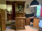 Antieke Kast met glas in lood en Houtsnijwerk, Antiek en Kunst, Ophalen