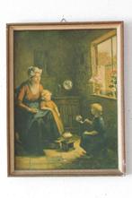 Oude prent in oude lijst, Ophalen of Verzenden, Voor 1940, Gebruikt, Overige onderwerpen