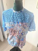 Blauw kant met viscose top korte mouw merk sophie perla mt m, Maat 38/40 (M), Blauw, Ophalen of Verzenden, Zo goed als nieuw