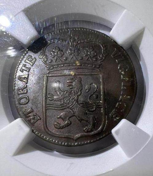 Overijssel Duit 1766 NGC MS63 BN, Postzegels en Munten, Munten | Nederland, Overige waardes, Vóór koninkrijk, Ophalen of Verzenden