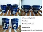 8 mokken en bekers, blue band, retro, ongebruikt, Huis en Inrichting, Ophalen, Nieuw, Overige stijlen, Kop(pen) en/of Schotel(s)