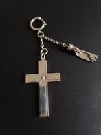 Antieke Zilveren Horlogeketting met Kruis & Kwast, Ophalen of Verzenden, Zilver, Hanger, Met edelsteen
